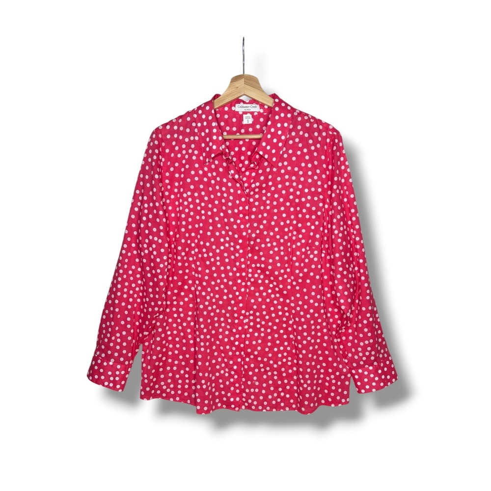 Coldwater Creek Pink Polka Dot Button-Down Shirt